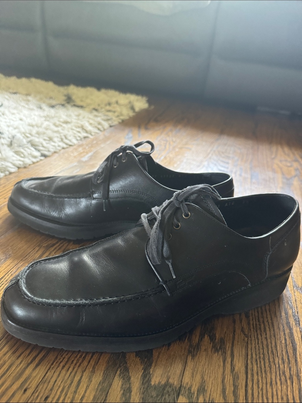Salvatore Ferragamo Black Leather Lace-Up Derbys sz 9.5